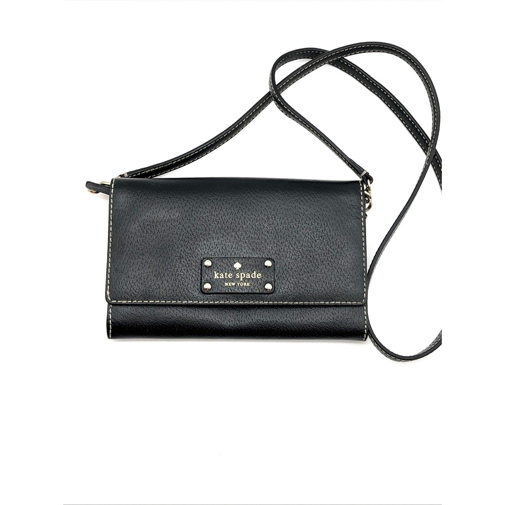 Kate Spade Natalie Wellesley Black Crossbody Clutch Gold Logo Handbag